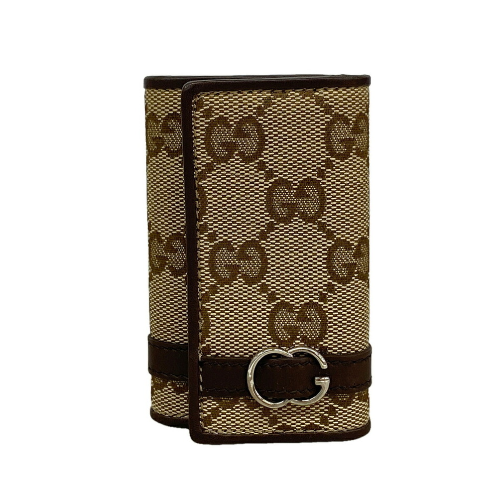Gucci Accessory Key Case GG Canvas 268504 Brown Men's Women's